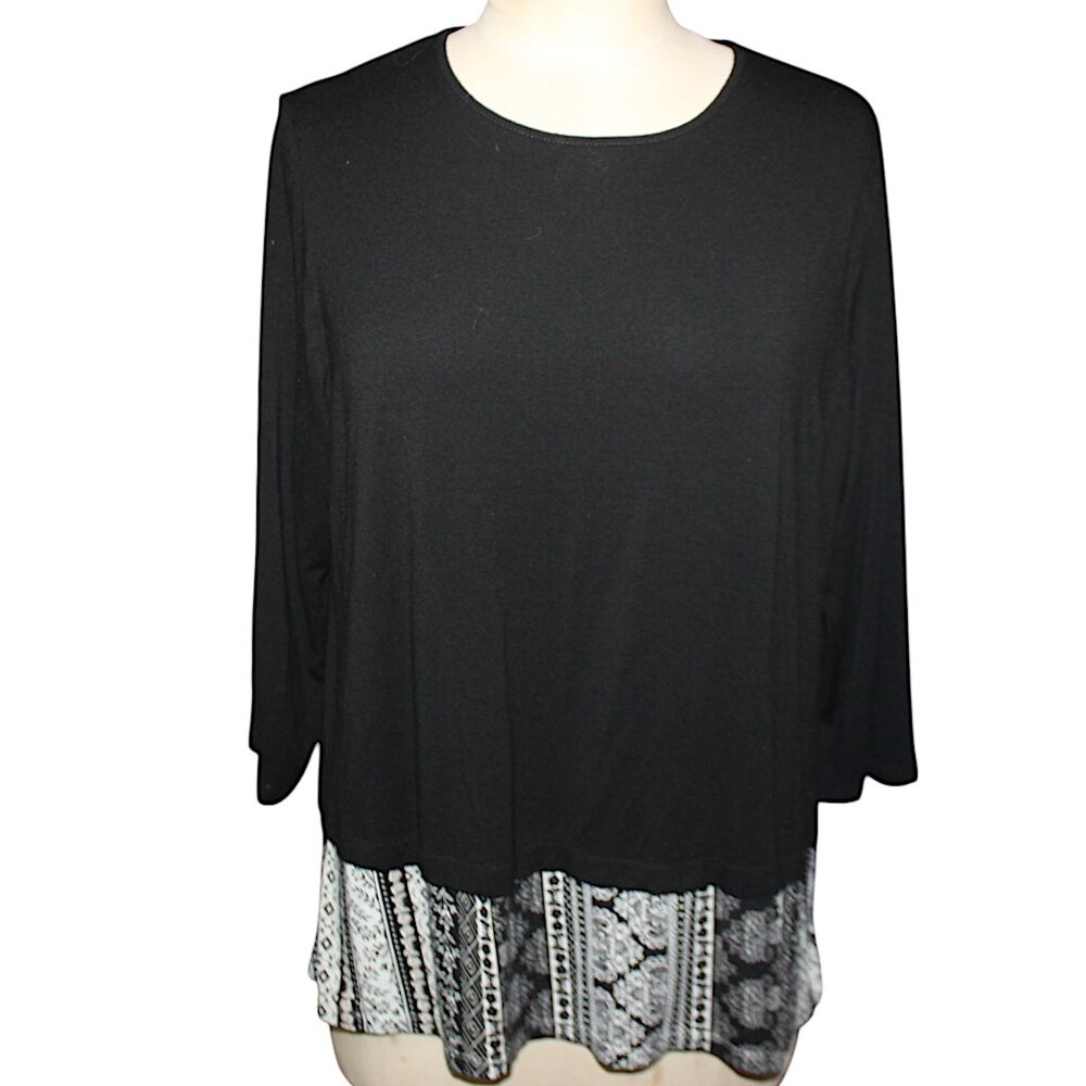 J. JILL Wearever Collection Sz L Petite Asymmetrical Hem Work Blouse Top Tunic - Picture 2 of 6